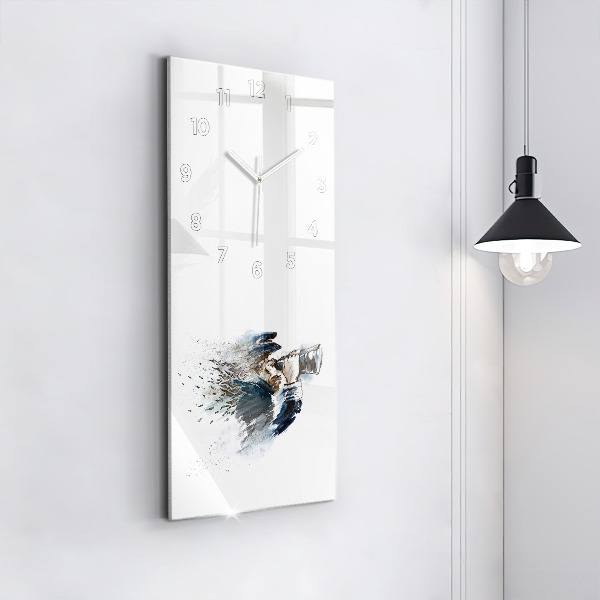 Horloge rectangulaire verticale Capitaine avec des jumelles