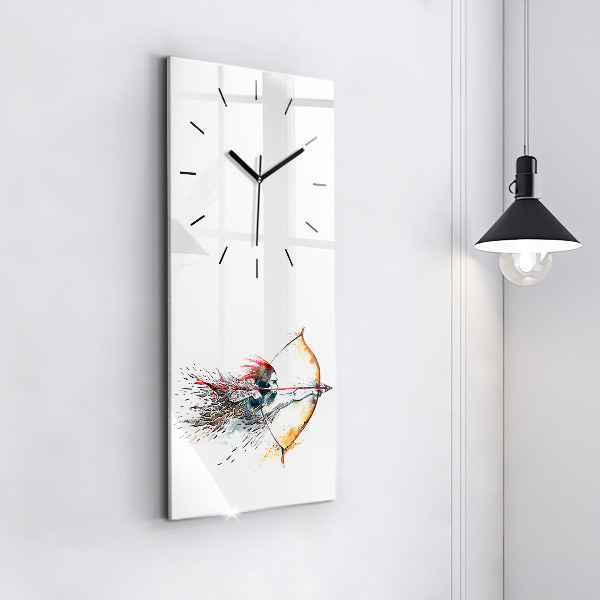 Horloge rectangulaire verticale Un guerrier en chasse
