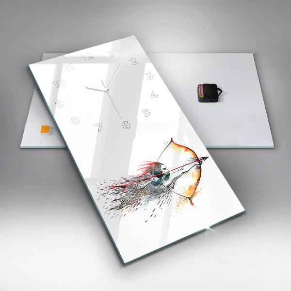 Horloge rectangulaire verticale Un guerrier en chasse