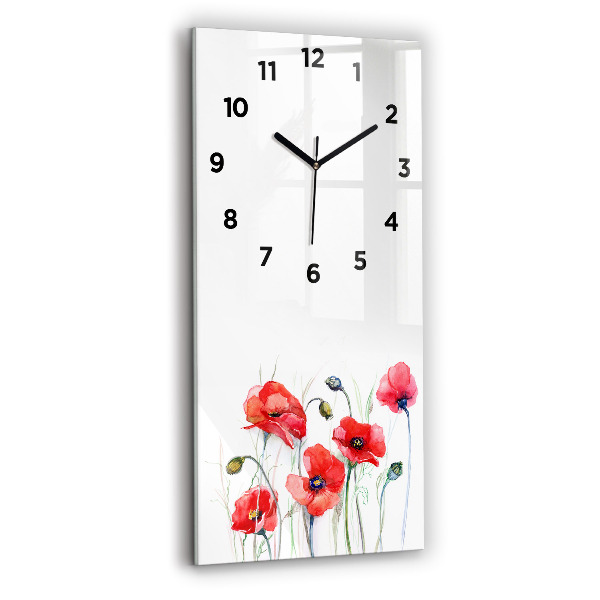 Horloge rectangulaire verticale Coquelicots rouges peints