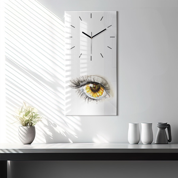 Horloge rectangulaire verticale 'Fleur de tournesol dans l''œil'