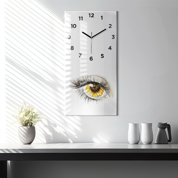 Horloge rectangulaire verticale 'Fleur de tournesol dans l''œil'
