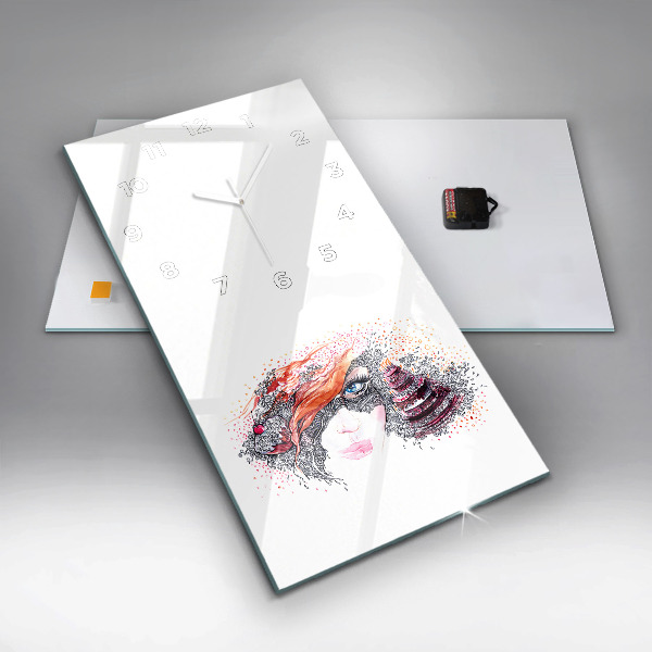 Horloge rectangulaire verticale Douce femme avec un gâteau