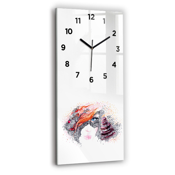 Horloge rectangulaire verticale Douce femme avec un gâteau