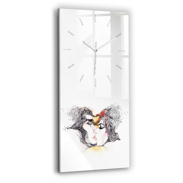 Horloge rectangulaire verticale 'Dessin de baiser d''amour'