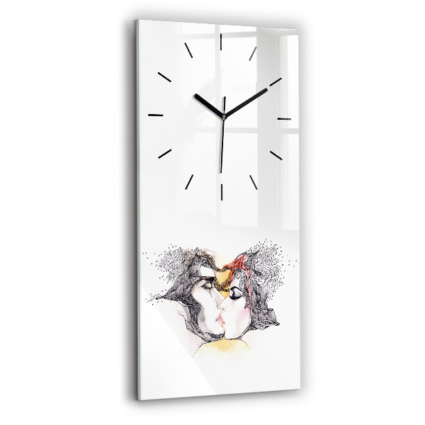 Horloge rectangulaire verticale 'Dessin de baiser d''amour'