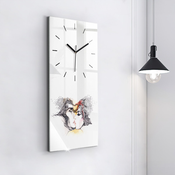 Horloge rectangulaire verticale 'Dessin de baiser d''amour'