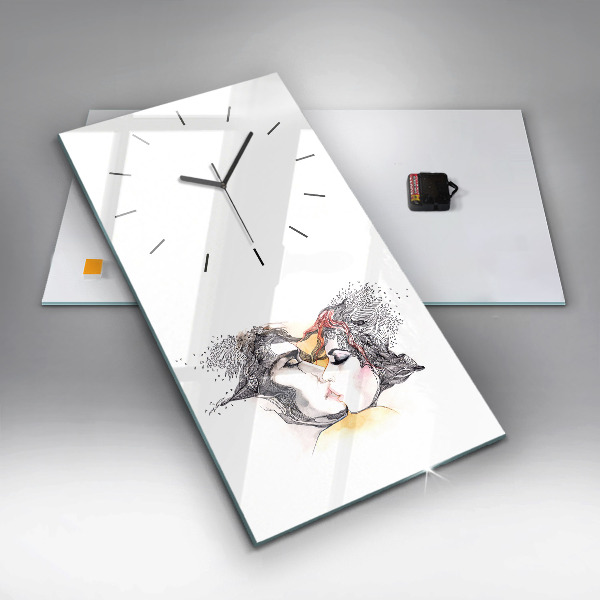 Horloge rectangulaire verticale 'Dessin de baiser d''amour'