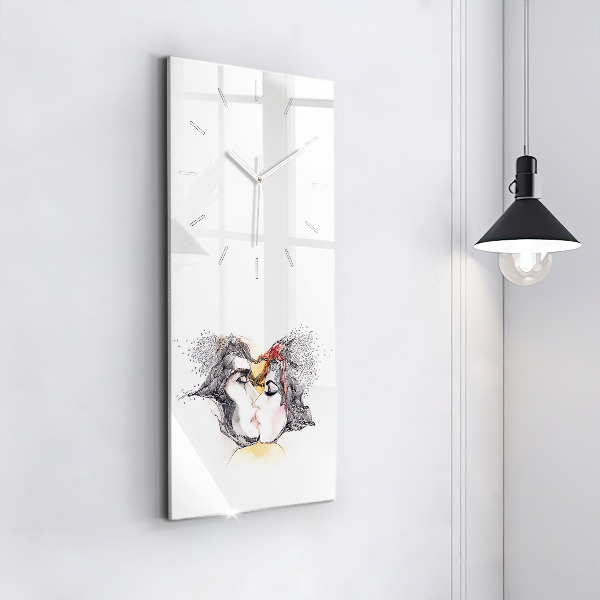 Horloge rectangulaire verticale 'Dessin de baiser d''amour'