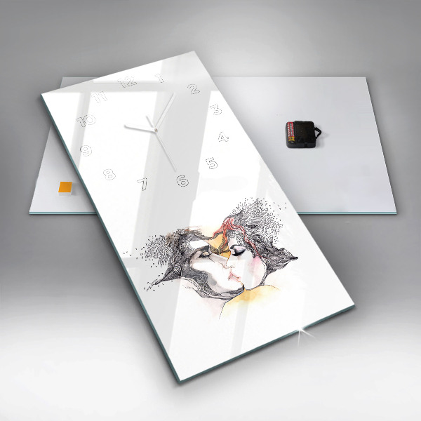 Horloge rectangulaire verticale 'Dessin de baiser d''amour'