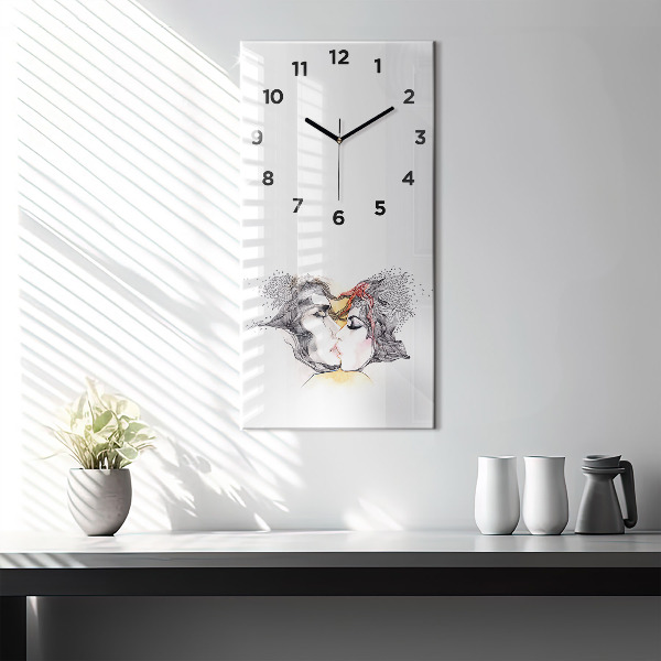Horloge rectangulaire verticale 'Dessin de baiser d''amour'