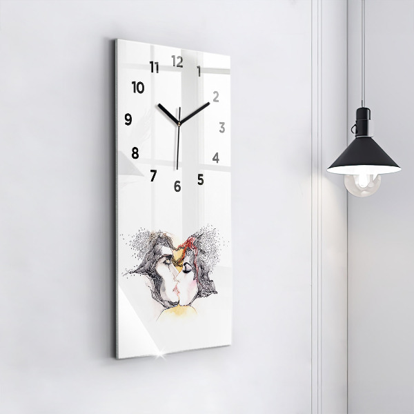 Horloge rectangulaire verticale 'Dessin de baiser d''amour'