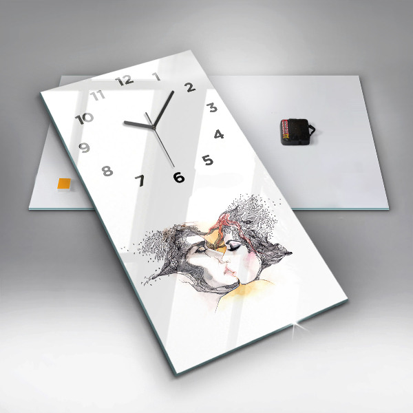 Horloge rectangulaire verticale 'Dessin de baiser d''amour'