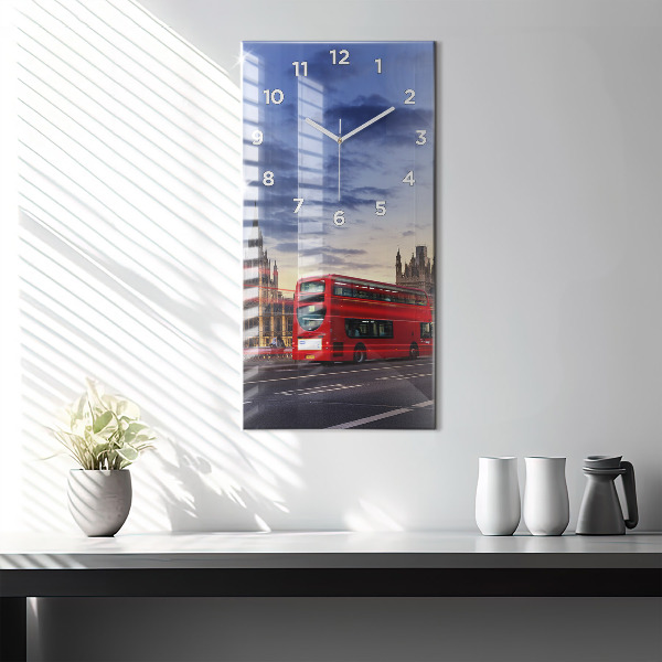 Horloge rectangulaire verticale Bus rouge de Londres