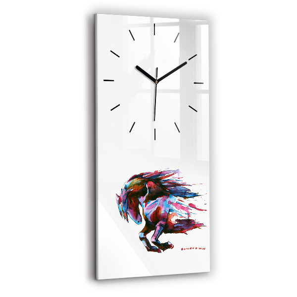 Horloge rectangulaire verticale Un cheval en fuite