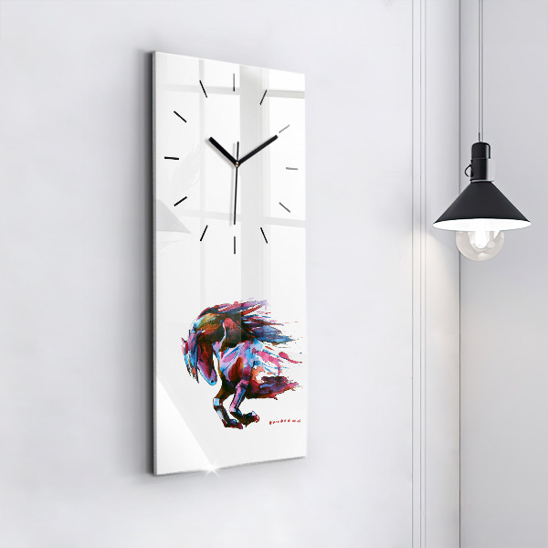 Horloge rectangulaire verticale Un cheval en fuite