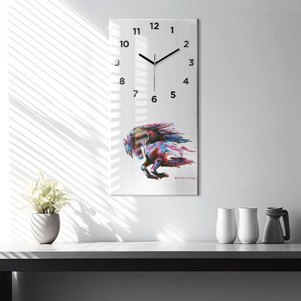 Horloge rectangulaire verticale Un cheval en fuite