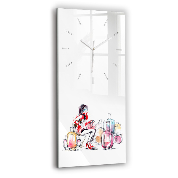Horloge rectangulaire verticale Femme avec des valises