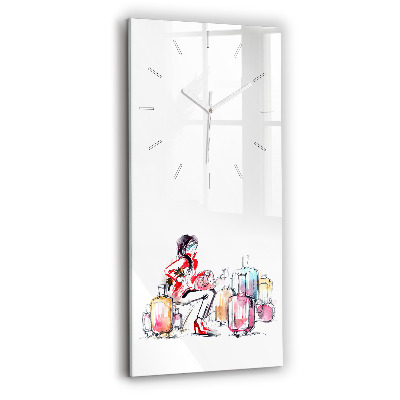 Horloge rectangulaire verticale Femme avec des valises