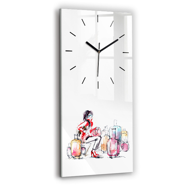 Horloge rectangulaire verticale Femme avec des valises