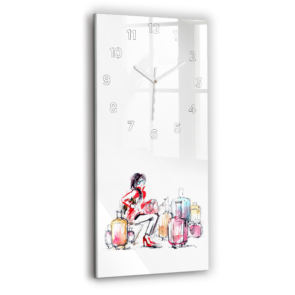 Horloge rectangulaire verticale Femme avec des valises