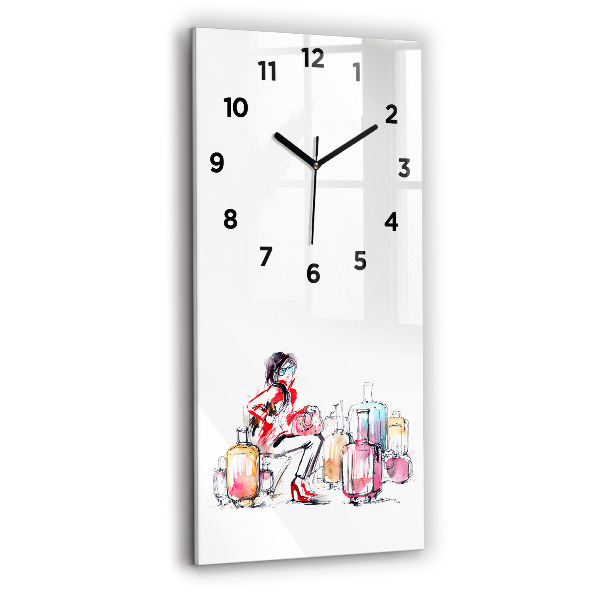 Horloge rectangulaire verticale Femme avec des valises