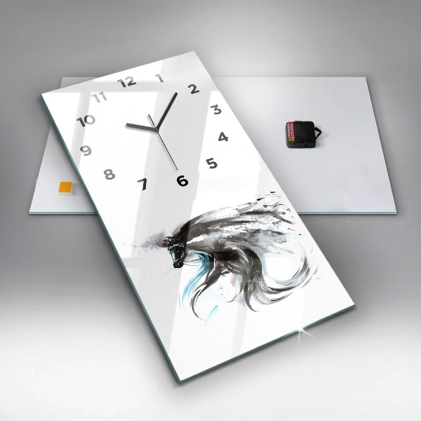 Horloge rectangulaire verticale Cheval et femme abstraits