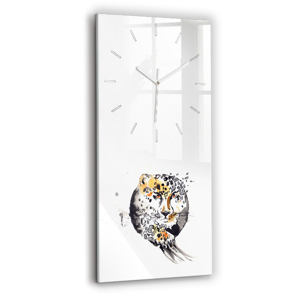 Horloge rectangulaire verticale Guépard dans un cercle abstrait