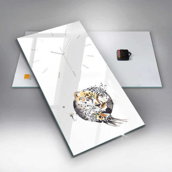 Horloge rectangulaire verticale Guépard dans un cercle abstrait