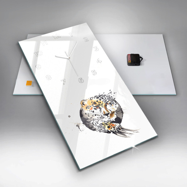 Horloge rectangulaire verticale Guépard dans un cercle abstrait