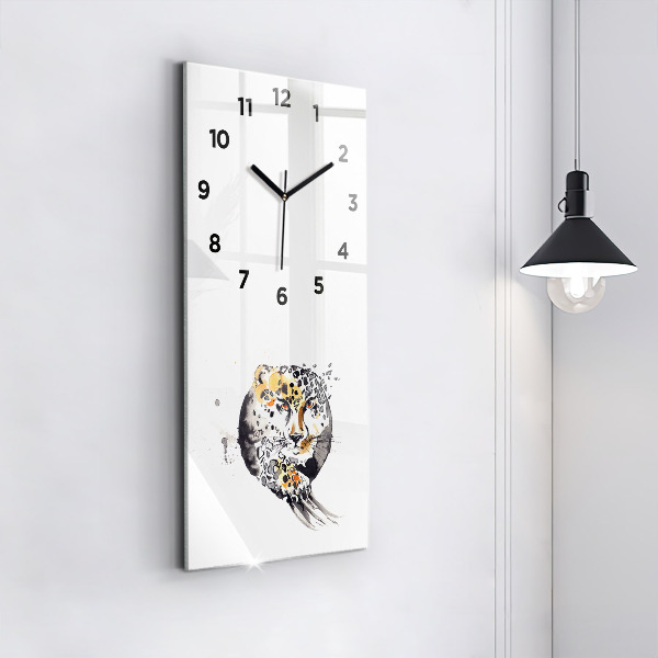 Horloge rectangulaire verticale Guépard dans un cercle abstrait