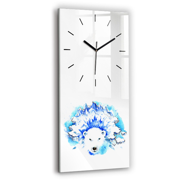 Horloge rectangulaire verticale Ours sur fond de glace