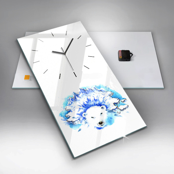 Horloge rectangulaire verticale Ours sur fond de glace