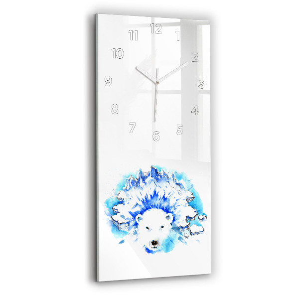 Horloge rectangulaire verticale Ours sur fond de glace