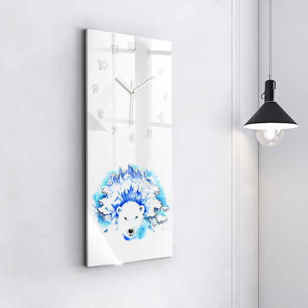 Horloge rectangulaire verticale Ours sur fond de glace