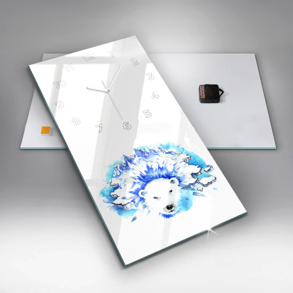 Horloge rectangulaire verticale Ours sur fond de glace