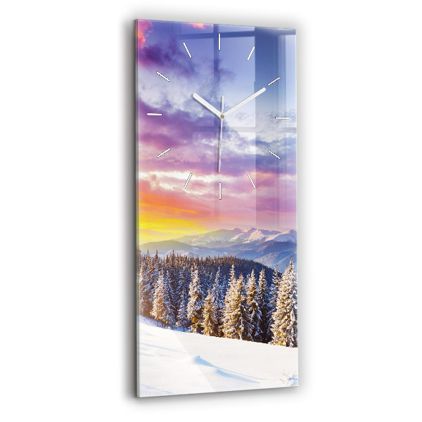 Horloge rectangulaire verticale 'Paysage de montagne d''hiver'