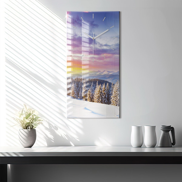 Horloge rectangulaire verticale 'Paysage de montagne d''hiver'