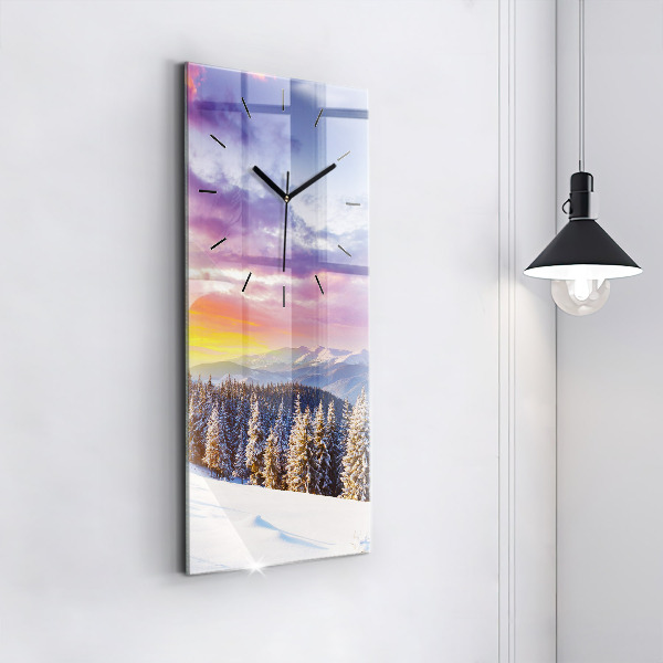 Horloge rectangulaire verticale 'Paysage de montagne d''hiver'