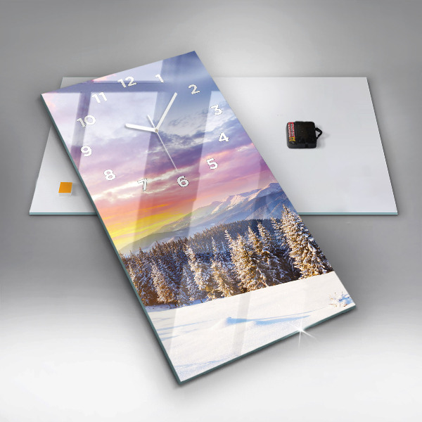 Horloge rectangulaire verticale 'Paysage de montagne d''hiver'