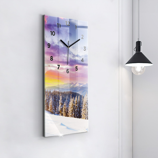 Horloge rectangulaire verticale 'Paysage de montagne d''hiver'