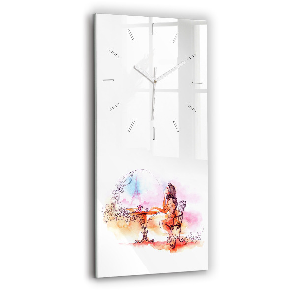 Horloge rectangulaire verticale Femme buvant du thé
