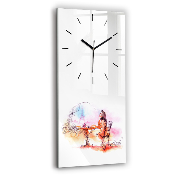 Horloge rectangulaire verticale Femme buvant du thé