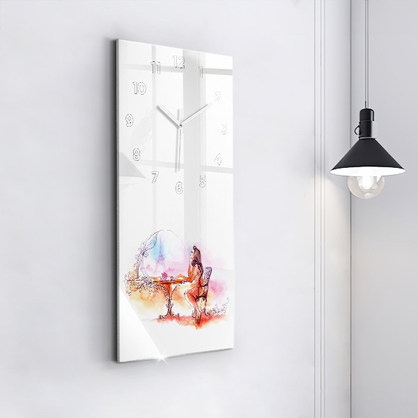 Horloge rectangulaire verticale Femme buvant du thé