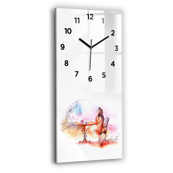 Horloge rectangulaire verticale Femme buvant du thé