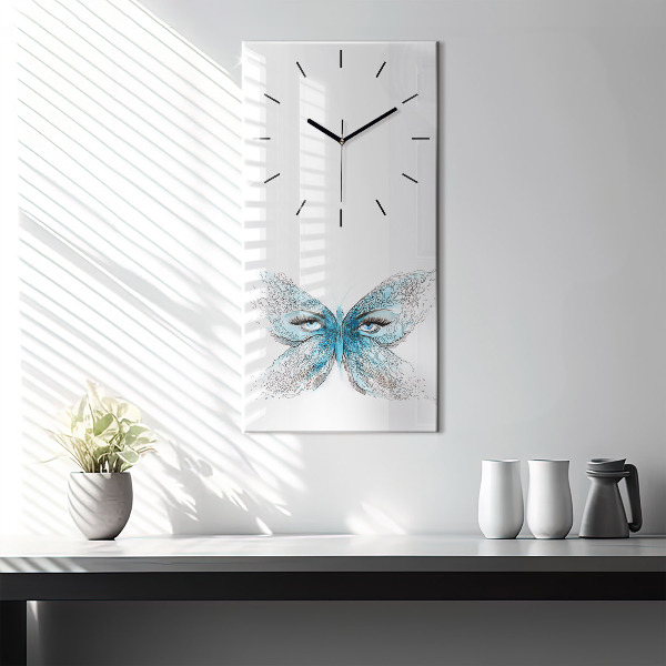 Horloge rectangulaire verticale Visage de papillon