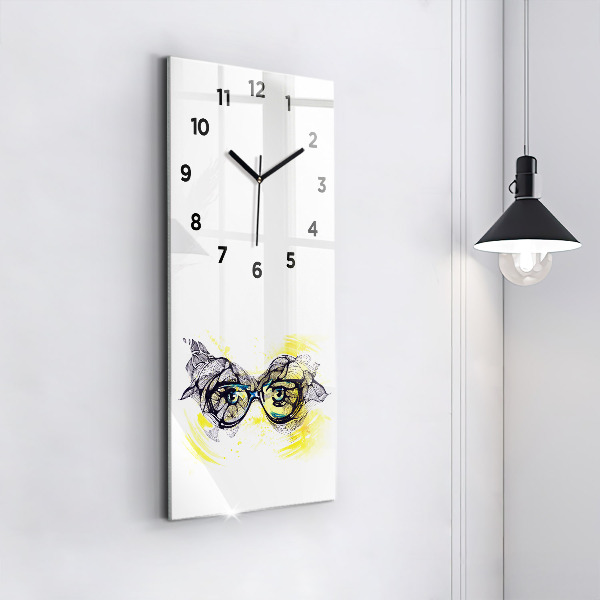 Horloge rectangulaire verticale Yeux avec des lunettes