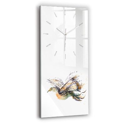 Horloge rectangulaire verticale 'L''oiseau et le livre'