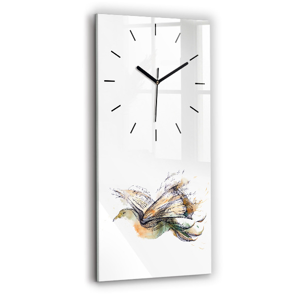 Horloge rectangulaire verticale 'L''oiseau et le livre'