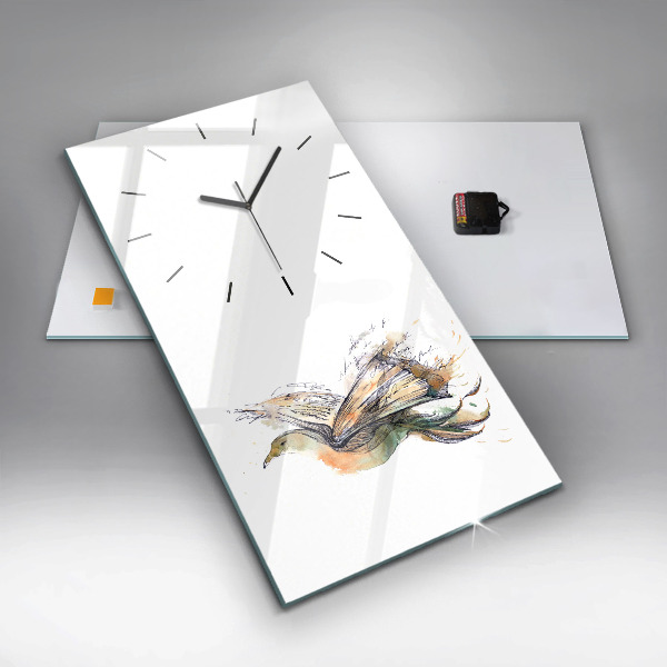 Horloge rectangulaire verticale 'L''oiseau et le livre'